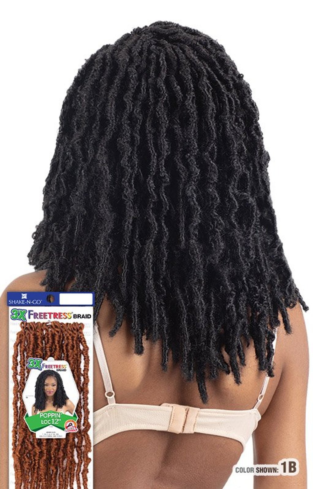 SHAKE N GO FreeTress Synthetic Hair Crochet Braids - 3X POPPIN' LOC 12 Image 2 SHAKE-N-GO-FreeTress-Synthetic-Hair-Crochet-Braids-3X-POPPIN-LOC-12-Image-2