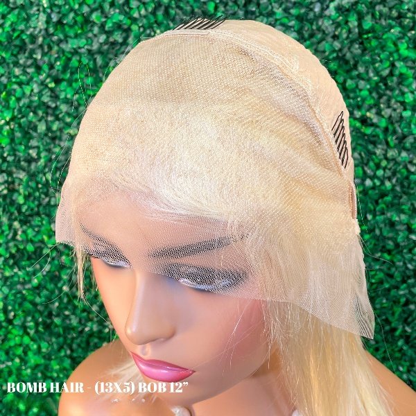 BOMB HAIR 100% Human Hair 13X5 Lace Frontal Wig - Bob Straight 613 10-12_3 BOMB-HAIR-100-Human-Hair-13X5-Lace-Frontal-Wig-Bob-Straight-613-10-12_3