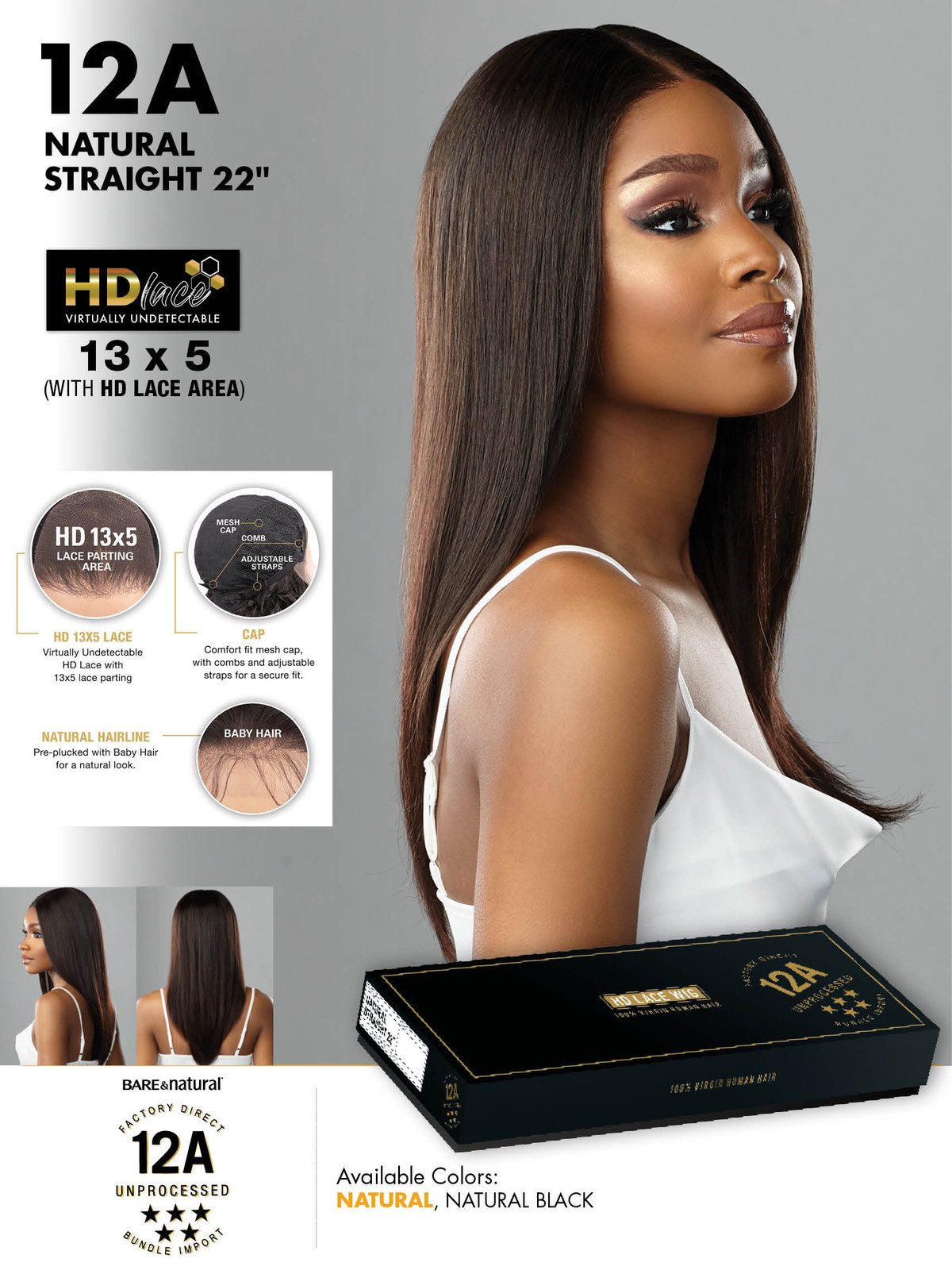 SENSATIONNEL 12A Swiss Lace 100% Virgin Human Hair 13x5 Frontal Wig - Straight 22_2