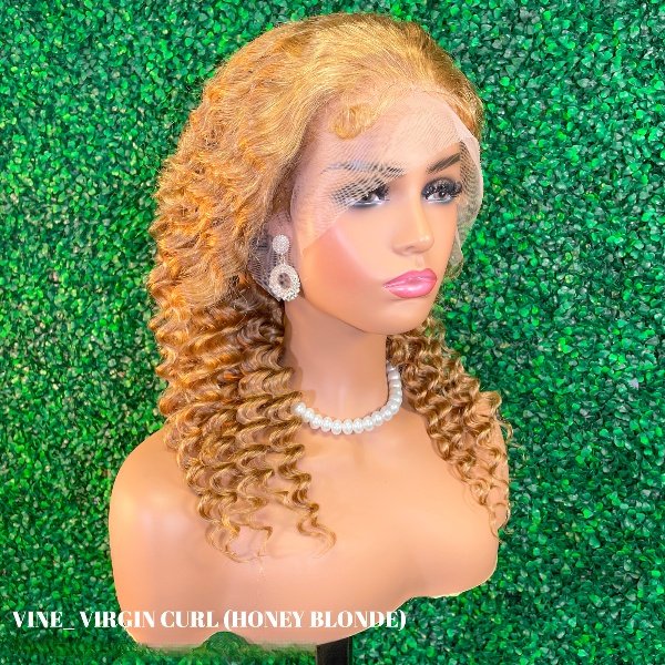 Vine Reserve Mink Brazilian 100% Human Remy HD 13x4 Lace Wig - V Curly 20-22 Honey Blonde_1