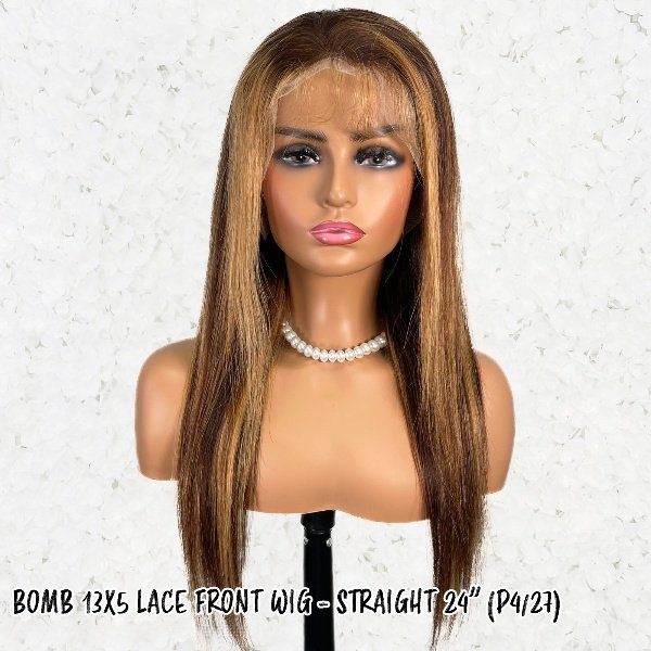 BOMB HAIR 100% Human Hair 13X5 Lace Frontal Wig - Straight 24 P4_27_1