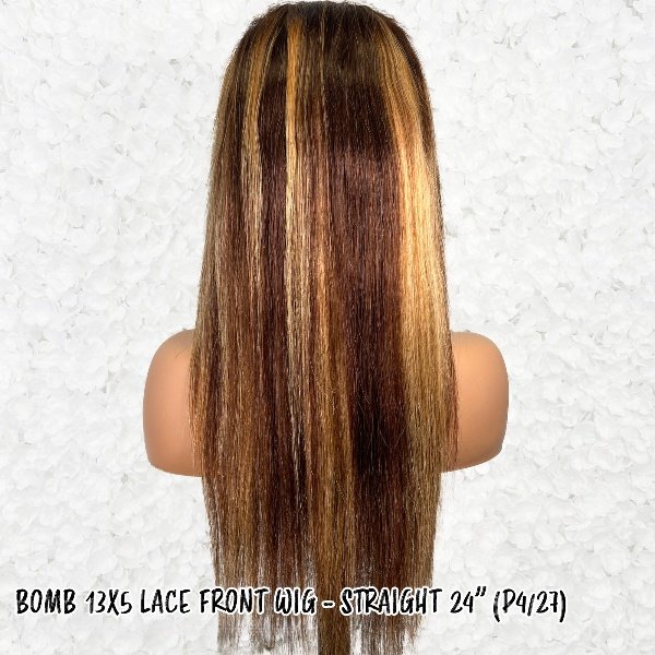 BOMB HAIR 100% Human Hair 13X5 Lace Frontal Wig - Straight 24 P4_27_4