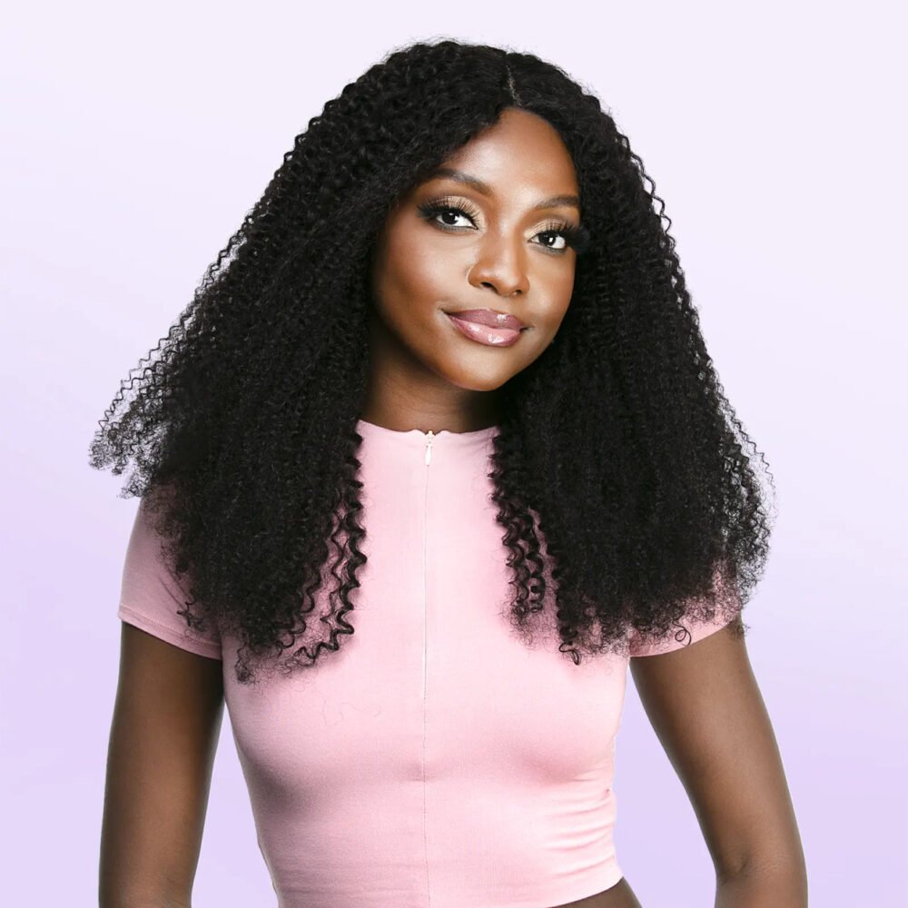 LA FLARE 100% Human Hair Lace Wig - Kinky Coil_1