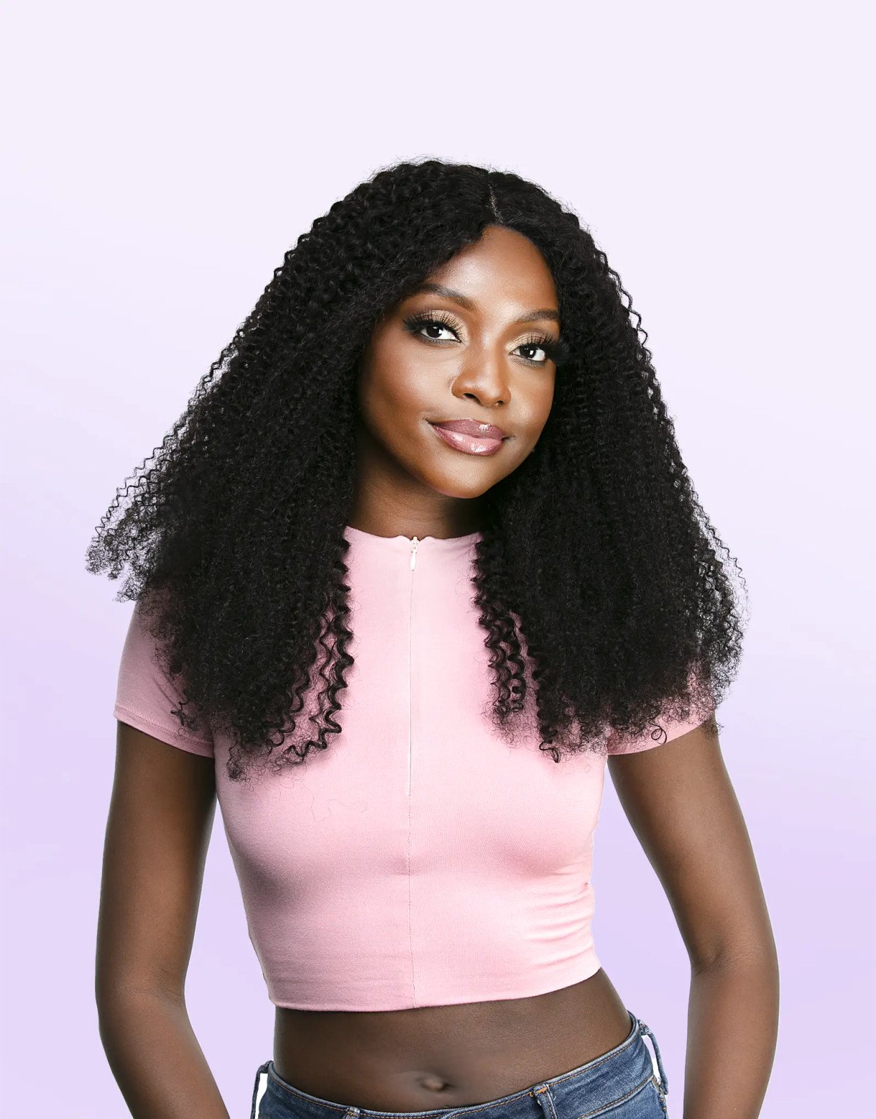 LA FLARE 100% Human Hair Lace Wig - Kinky Coil_1