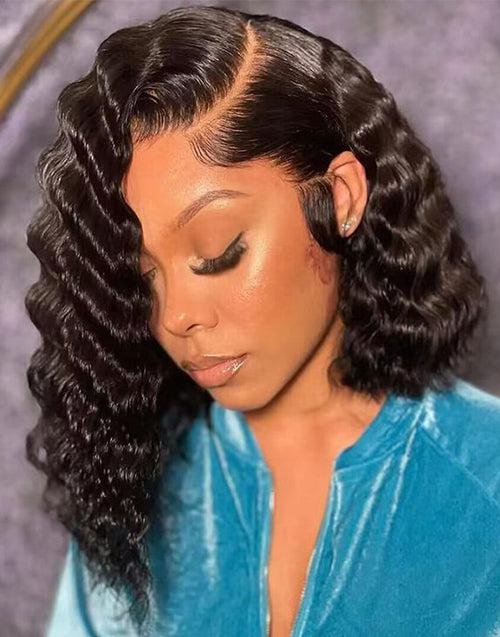LOVE GRACE 100% Human Hair Lace Front Wig - Deep Wave Bob_3