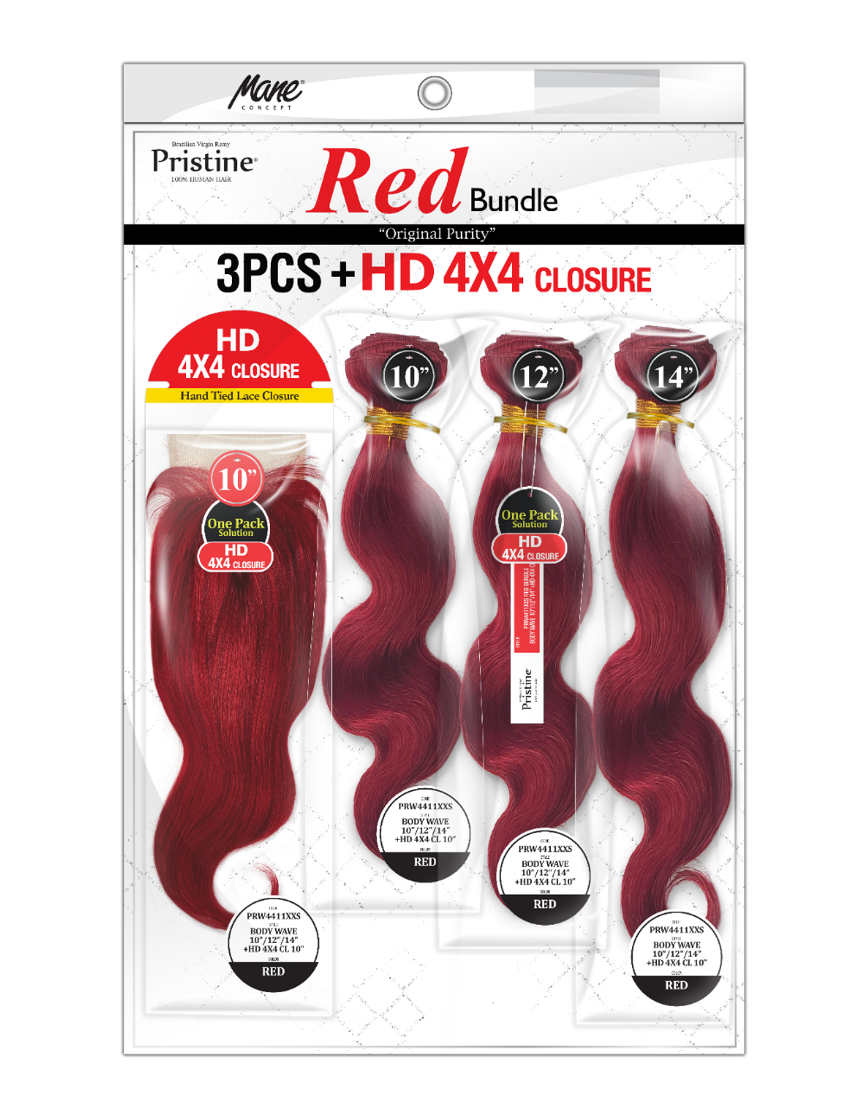 MANE CONCEPT Pristine Red 3 Bundles Body Wave + 4x4 HD Lace Closure_5