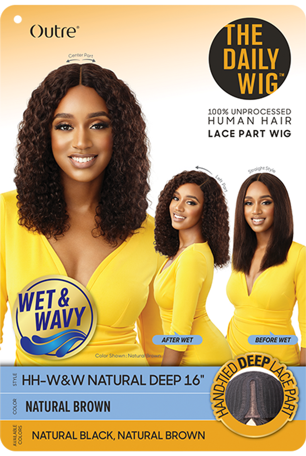 OUTRE The Daily Wig 100% Unprocessed Human Hair Lace Part HH-Wet & Wavy - Natural Deep 16_6 OUTRE The Daily Wig 100% Unprocessed Human Hair Lace Part HH-Wet & Wavy - Natural Deep 16_6