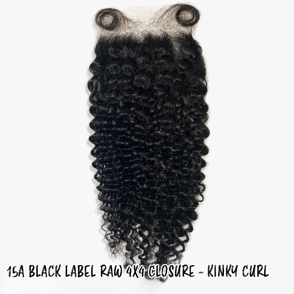 15A Black Label Raw Virgin Hair 4x4 HD Lace Closure - Kinky Curl (12-14)_1