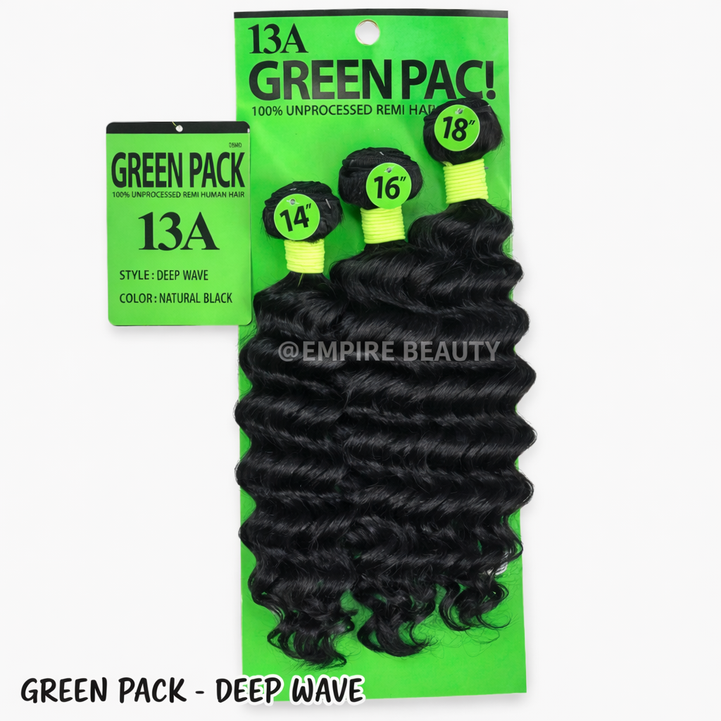 Green Pack 100% Human Hair Multi Pack Deep Wave Bundle Deal