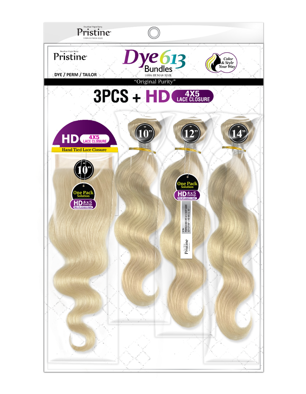 MANE CONCEPT 3 Bundles + HD Lace Closure - DYE 613 Body Wave_1