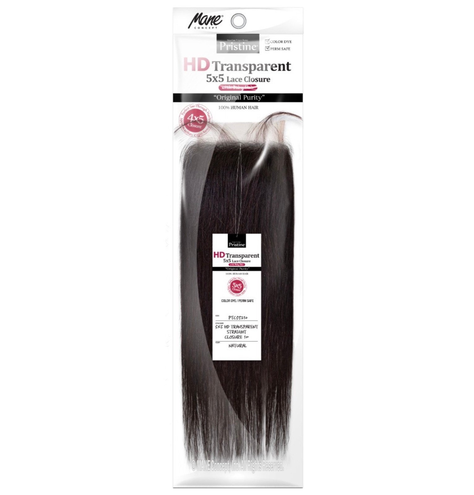 MANE CONCEPT Pristine 100% Human Hair 5x5 HD Transparent Closure - Straight (10-18)_1 MANE CONCEPT Pristine 100% Human Hair 5x5 HD Transparent Closure - Straight (10-18)_1