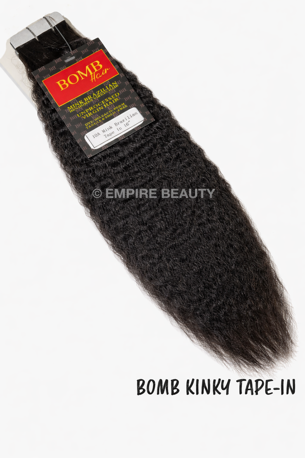 BOMB HAIR 100% Human Hair 20pcs Tape-In - Kinky Straight (16-22)