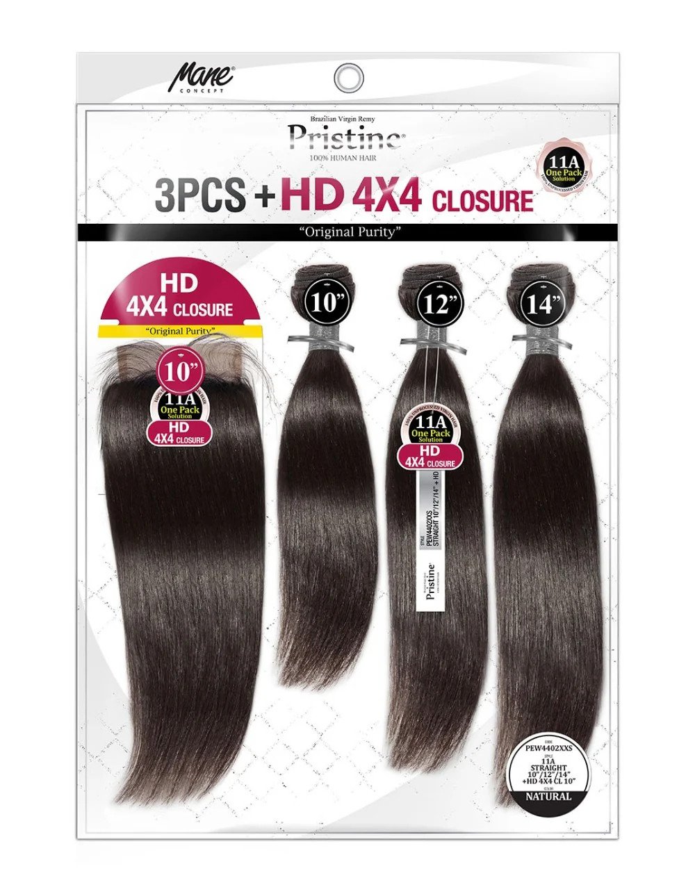 MANE CONCEPT 100% Human Hair Pristine 3 Bundles + HD 4x4 Closure - Straight (Natural)_1 MANE CONCEPT 100% Human Hair Pristine 3 Bundles + HD 4x4 Closure - Straight (Natural)_1