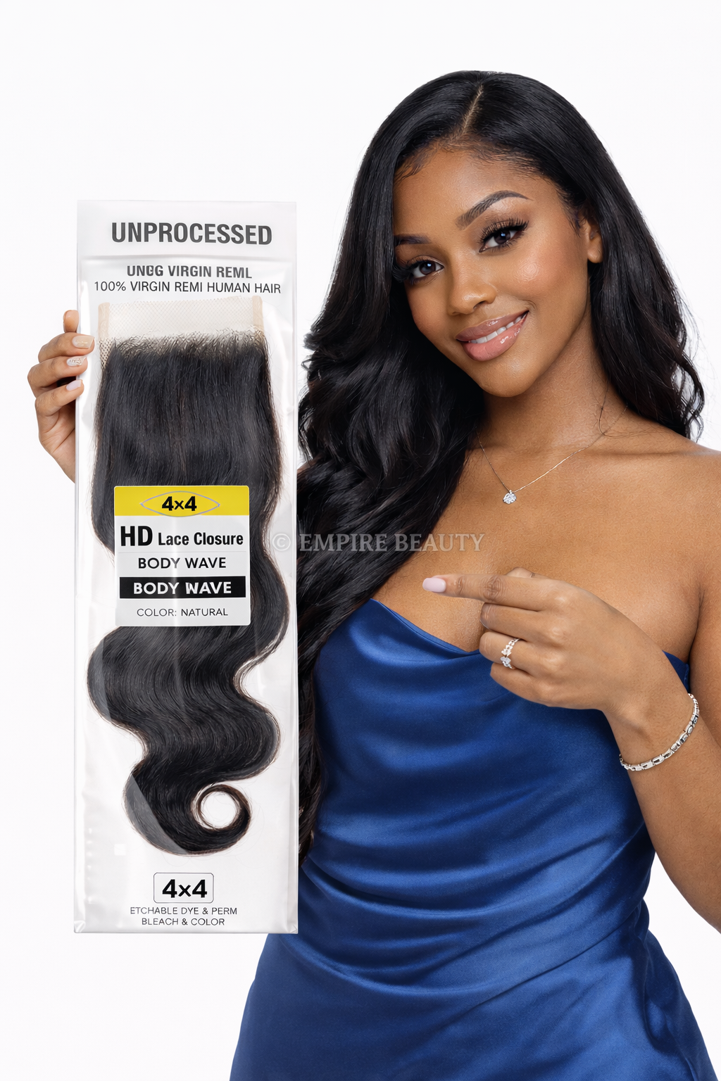 Silver Unprocessed 100% Virgin Remi Human Hair 4X4 HD Lace Closure - Body Wave