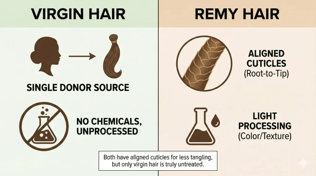 virgin vs remy collection and processing