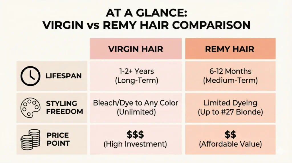 virgin vs remy price comparision