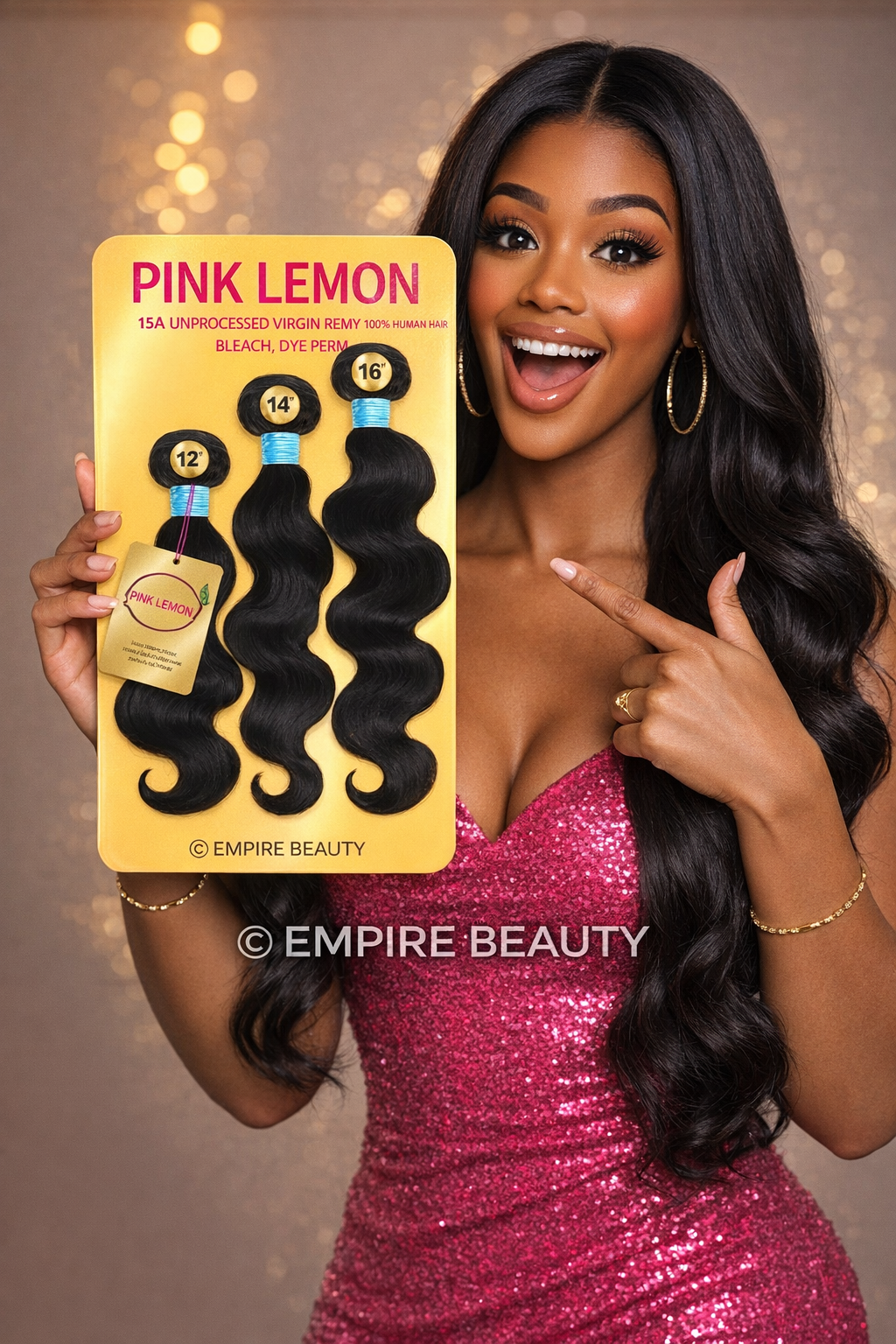PINK LEMON 15A Unprocessed Remy 100% Human Hair Single Bundle - Body Wave (10 - 30)