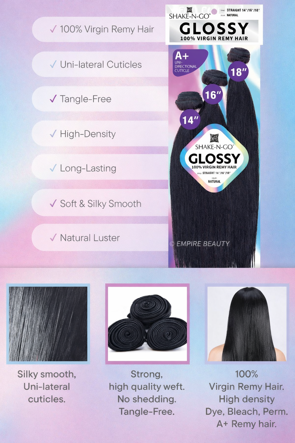 SHAKE N GO Glossy 100% Virgin Remy Hair Multi Pack - Straight_6